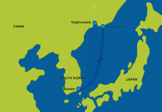 Схема маршрута Korea Soviet Direct Line (KSDL)